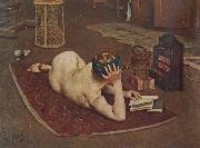 Bernard Hall Nude Reading at studio fire china oil painting reproduction